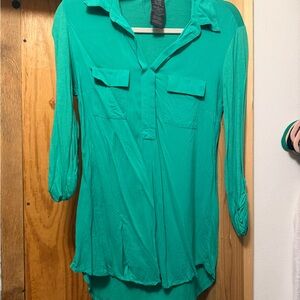 Grace Elements Teal Blouse with Pockets
